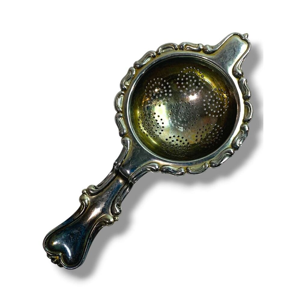 Vintage Silverplate Tea Strainer Handled Italy 7"l 3.1" Diameter
